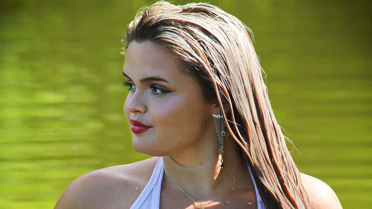 Playboy Creator Abby Thompson in a wet tank top.