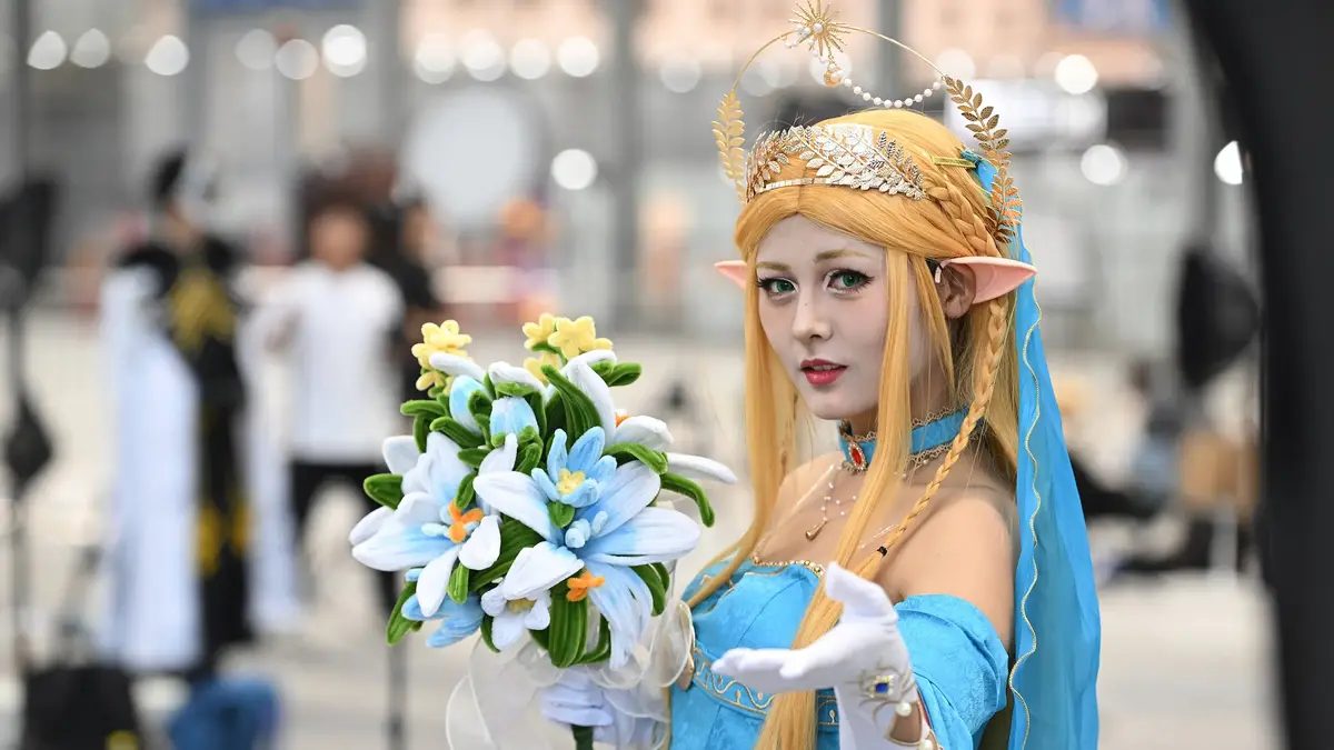 A cosplayer playing the role of princess from The Legend of Zelda poses for a photo during the 1st Animation-Comic-Game (ACG) Greater Bay Area (GBA) 2024