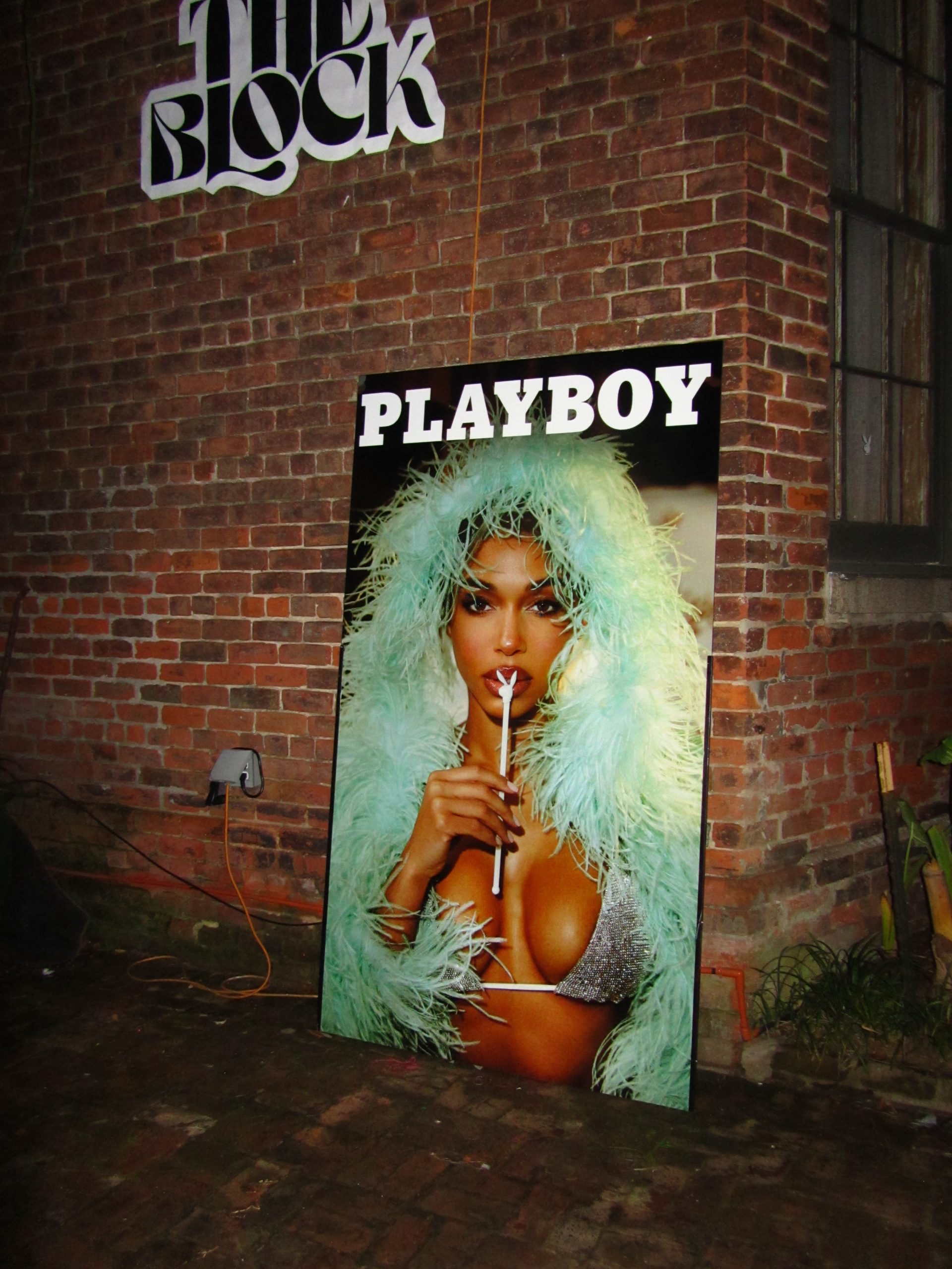 PLAYBOY magazine 2025 poster at the entrance of The Block